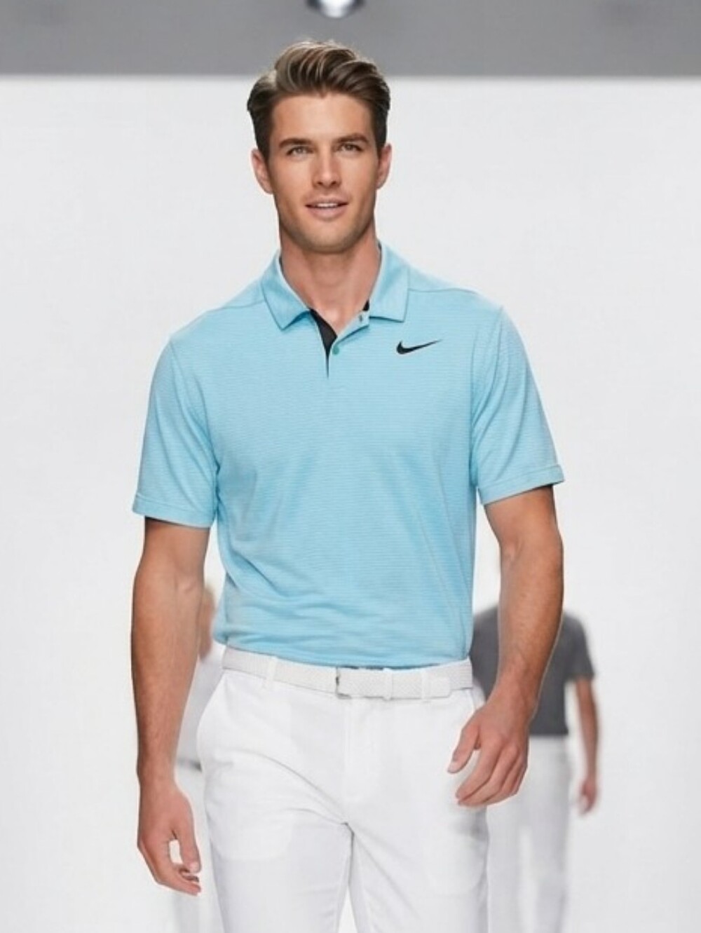 Nike Golf Dri-FIT Light Blue Striped Polo Shirt Size XL